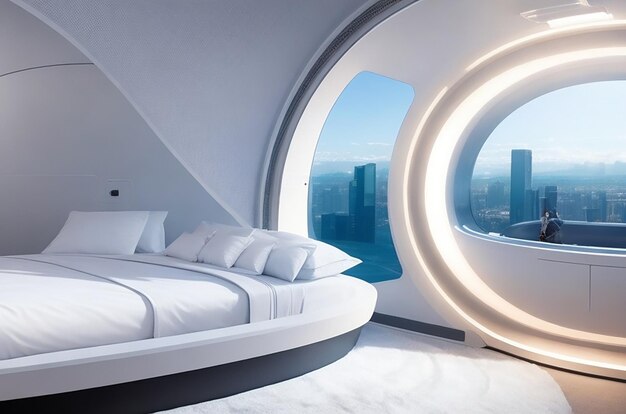 Hyperloop Haven Une chambre futuriste dans une capsule à grande vitesse