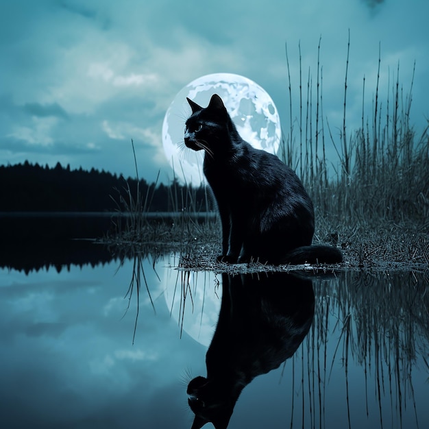 Photo hyperréalisme réalisme 8k très détails un chat noir