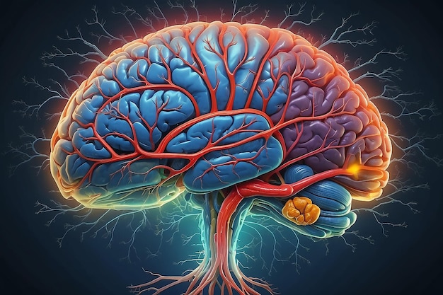 Photo hypothèse de la dopamine de la schizophrénie dysfonctionnement de la voie de la dopamine le cerveau humain avec des voies de la dopamide