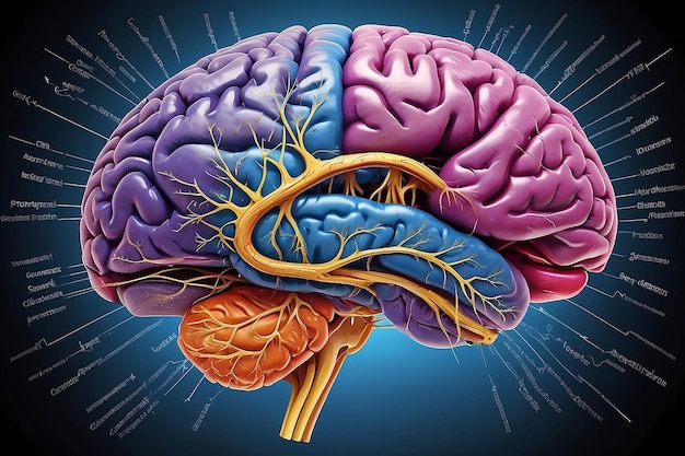 Photo hypothèse de la dopamine de la schizophrénie dysfonctionnement de la voie de la dopamine le cerveau humain avec des voies de la dopamide