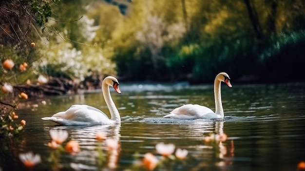 L'IA du lac des cygnes est générée.