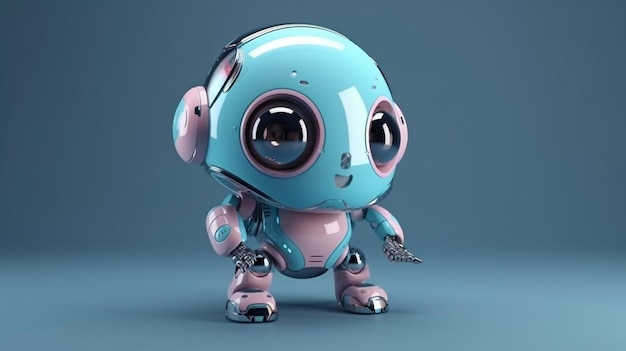 Une IA générative et un adorable robot fonctionnant avec un casque