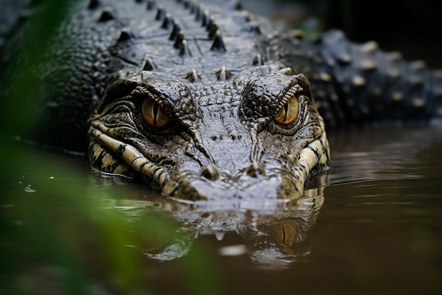 Une IA générative un alligator poussant sa tête hors de l'eau
