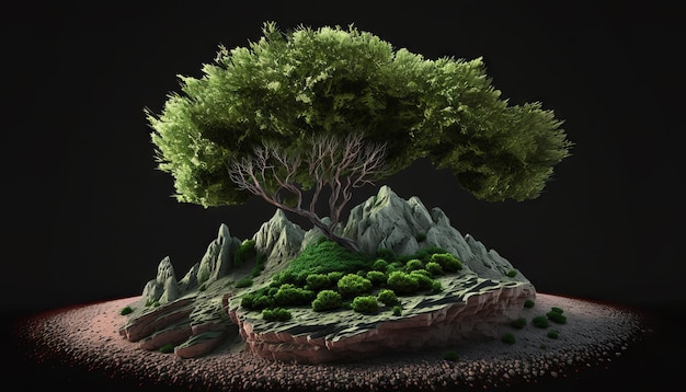 IA générative d'un arbre vert sur fond de terre