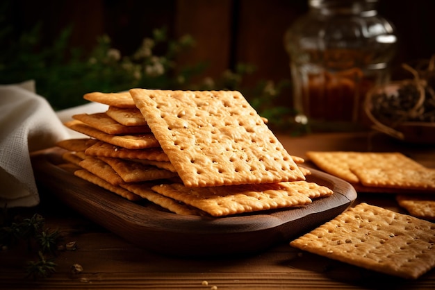 IA générative une assiette de biscuits maison salés et secs