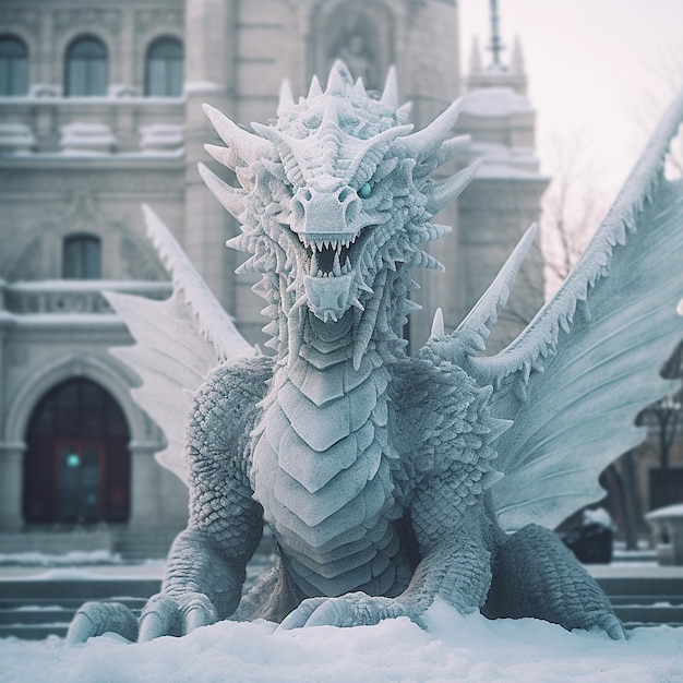 Photo l'ia générative cinématographique épique de dragon ice