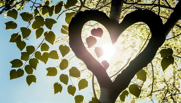 Photo ia générative cœur de la nature une connexion symbolique entre l'amour et la vie