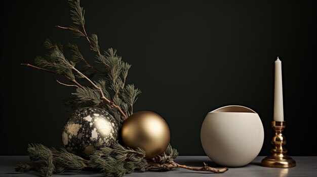 IA générative décoration de Noël gros plan couleurs sourdes vacances esthétique photoréaliste
