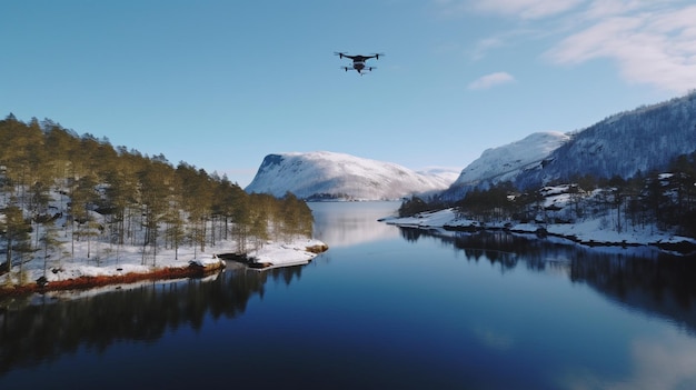 L'IA générative et un drone volant dans la nature sauvage de Norvège