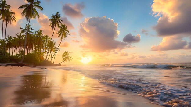 L'IA générative du coucher de soleil de la plage tropicale