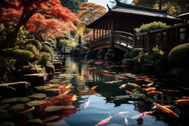 Photo l'ia générative du jardin japonais tranquille