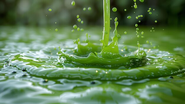 L'IA générative du liquide translucide vert versé dans le limbe blanc