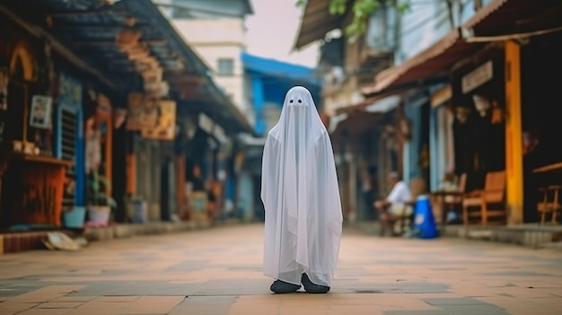 IA générative avec un fantôme thaïlandais en costume traditionnel