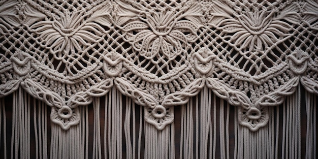 IA générative Gros plan de texture macramé faite à la main