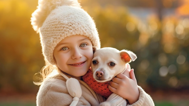 L'IA générative et un jeune cancéreux tenant un chien