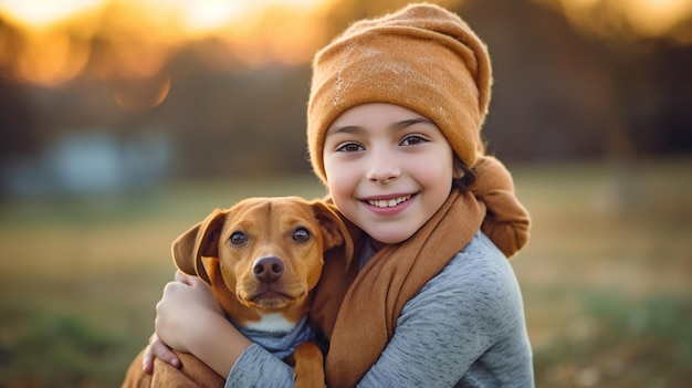 L'IA générative et un jeune cancéreux tenant un chien