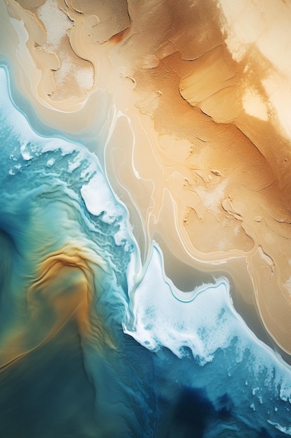 IA générative Une photographie par drone d'une plage de sable dans le style de l'abstraction atmosphérique