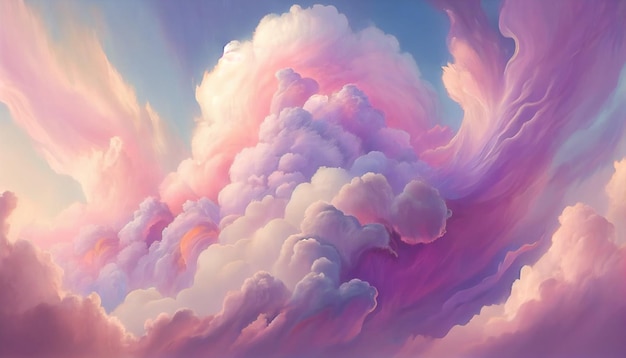 L'IA générative Pillowy Paradise Un paysage de nuages abstraits de pastels doux et de formes capricieuses