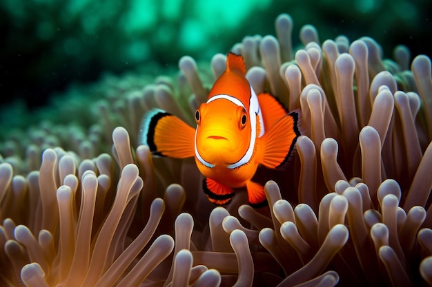 IA générative Un poisson clown dans une anémone hôte à Madagascar