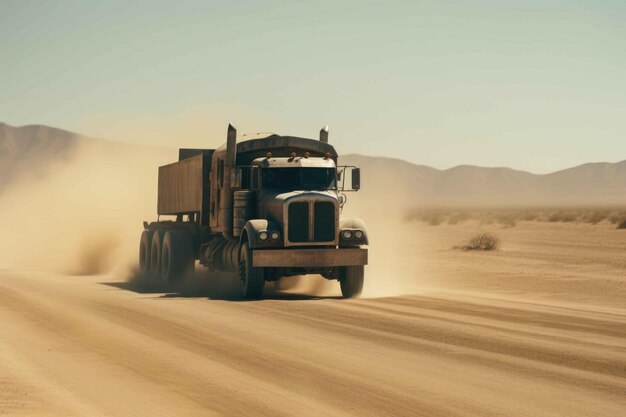 Photo une ia générative d'un semi-camion poussiéreux