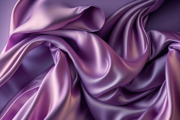 L'IA a généré un beau fond de tissu en satin de soie douce violet émeraude avec des vagues et des plis