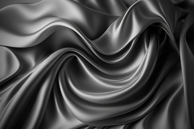 L'IA a généré un beau fond de tissu en satin de soie doux argenté élégant avec des vagues et des plis