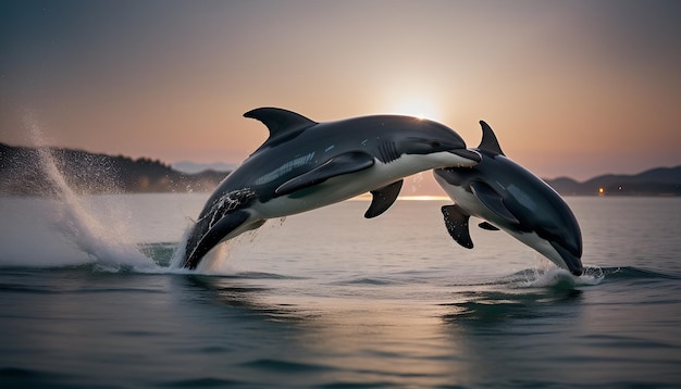 L'IA a généré des dauphins réalistes sautant de l'océan.