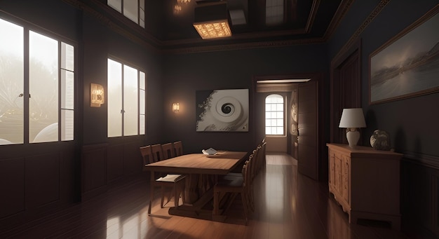 L'IA a généré l'ensemble complet des intérieurs de la maison de style Yin Yang version 1 salle à manger V2
