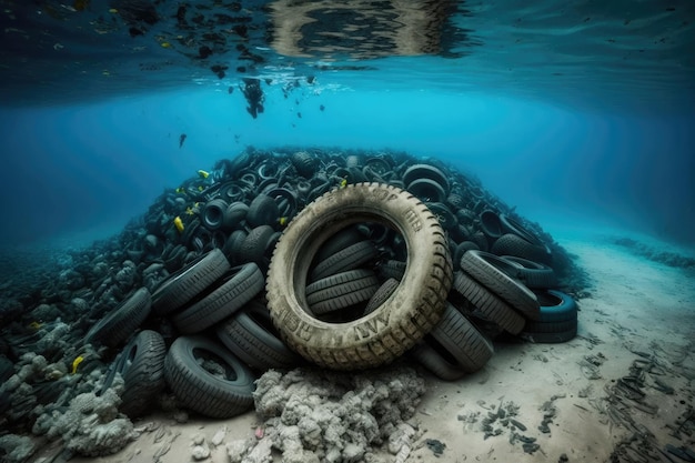 L'IA a généré une illustration de la pollution environnementale des déchets sous l'eau dans l'océan