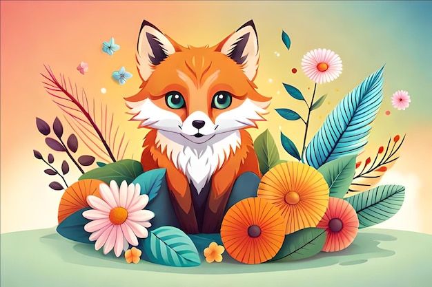 L'IA a généré une illustration de renard mignon