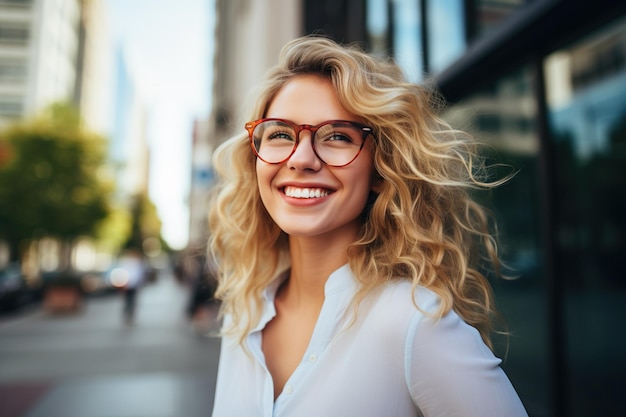 L'IA a généré une image d'une femme heureuse en plein air.