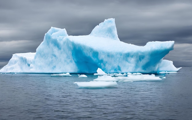 Photo iceberg au-dessus flottant sur la mer par temps nuageux ia générative