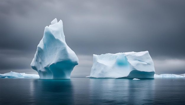 Un iceberg blanc étonnant flotte dans l'océan avec une vue