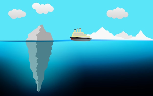 Iceberg dans l'océan avec un bateau