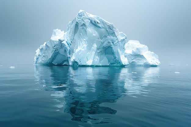 Photo un iceberg à la dérive dans l'océan un jour de brouillard