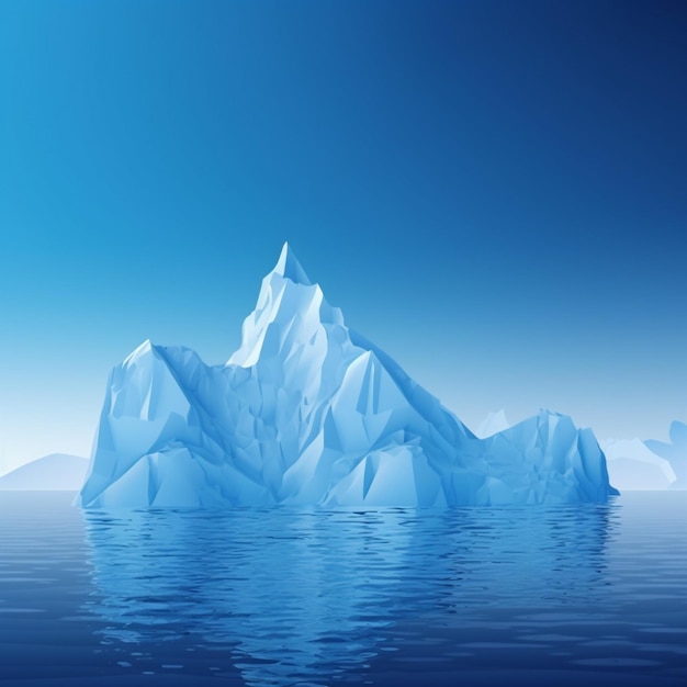 Un iceberg flottant dans l'océan avec un ciel bleu derrière lui.