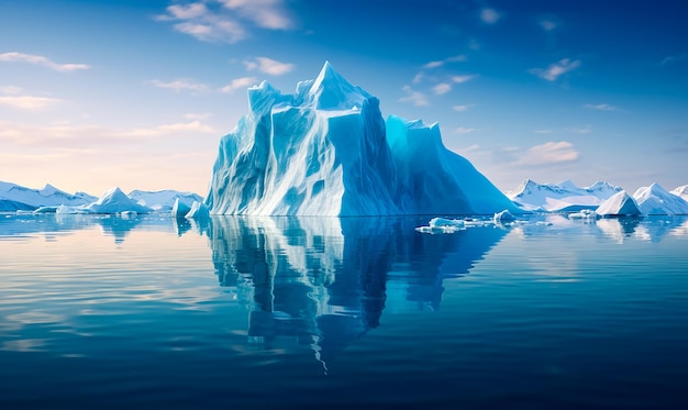 un iceberg flottant dans l'océan montrant un petit iceberg dans le style du fait contemporain contre