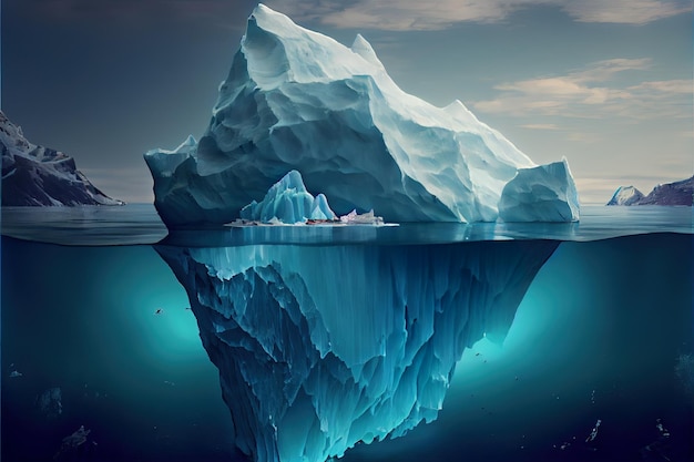 Iceberg flottant en mer