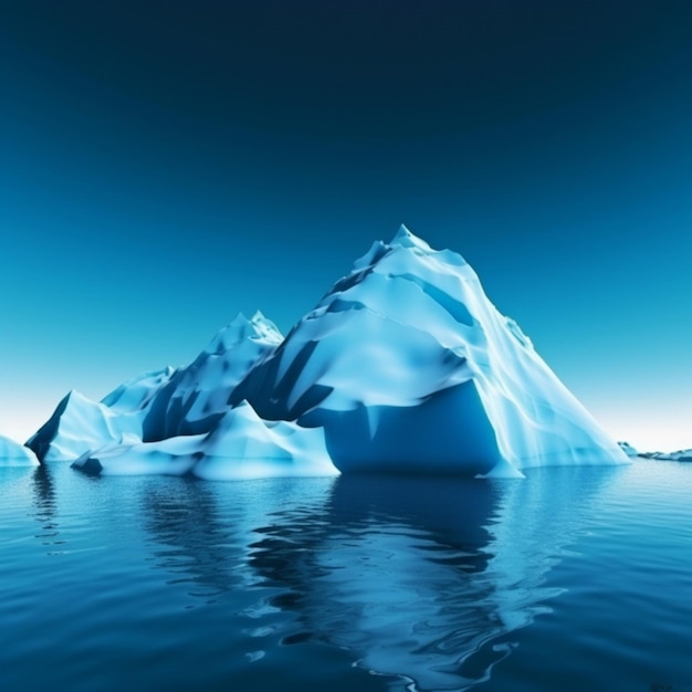 Un iceberg flotte dans l'eau avec le ciel en arrière-plan.