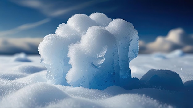 un iceberg gelé avec un ciel bleu en arrière-plan