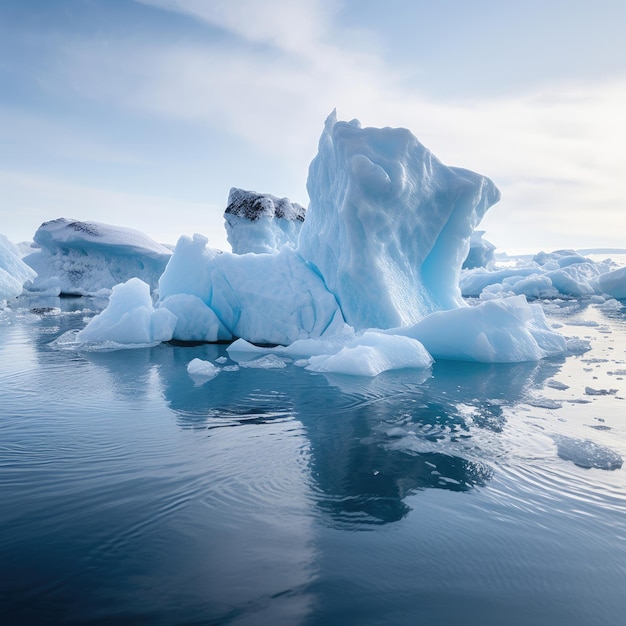 un iceberg gelé avec le mot glace en arrière-plan.