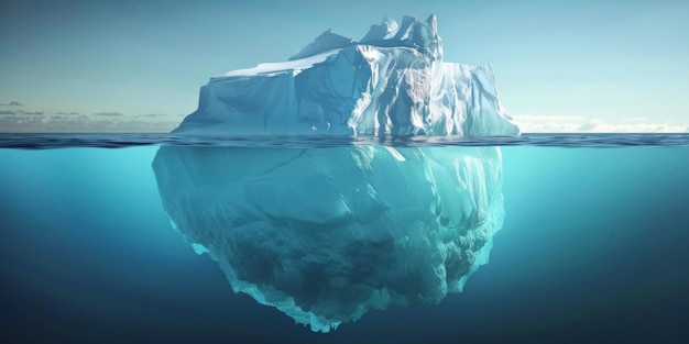 Un iceberg majestueux dans la mer du Nord avec une vue sous-marine