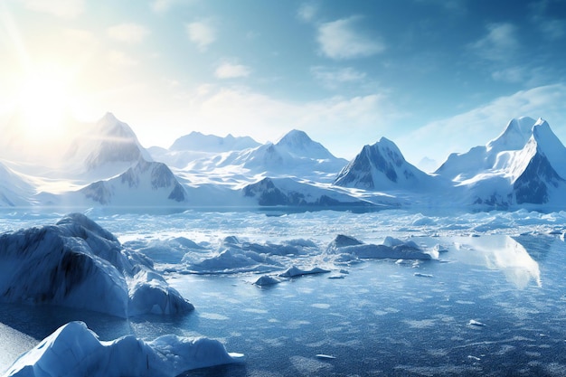 Icebergs dans le ciel bleu