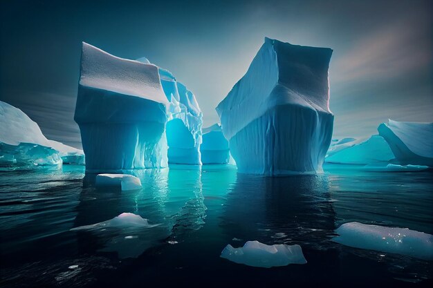 Icebergs dans la lagune glaciaire de Jokulsarlon Icelandgenerative ai