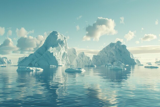 Des icebergs majestueux flottant dans des eaux glaciales.