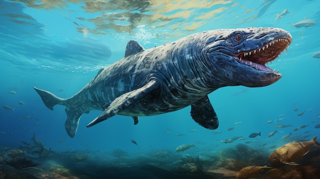 Photo ichthyosaur stenopterygius grands reptiles marins éteints génératif ai