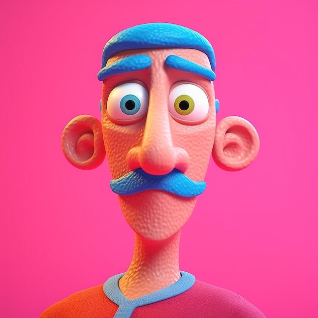 Photo icon en plastique génératif ai 3d avatar personnage de dessin animé avec barbe ou moustache portrait en gros plan