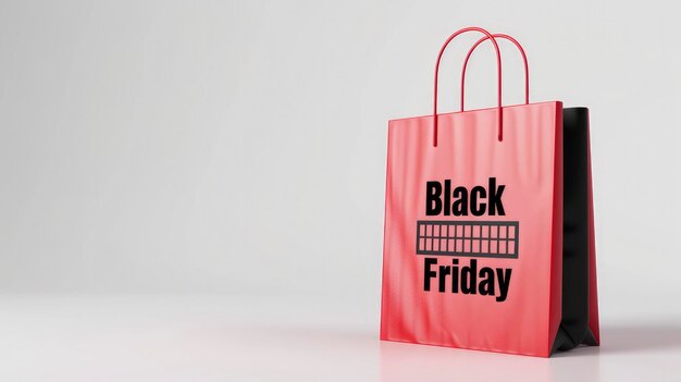 Une icône 3D du Black Friday avec un sac à courses élégant