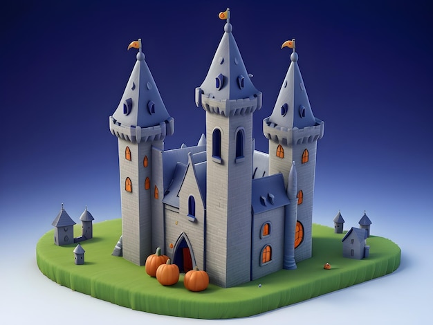 Photo icône 3d du château hanté pour halloween