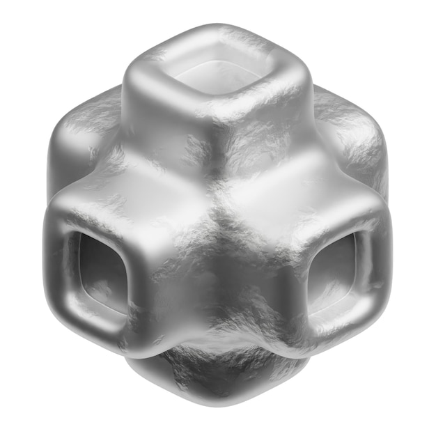 icône 3D de forme métallique abstraite isolée sur le fond blanc